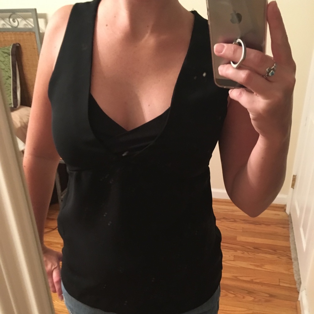 Zara black plunge low cut top